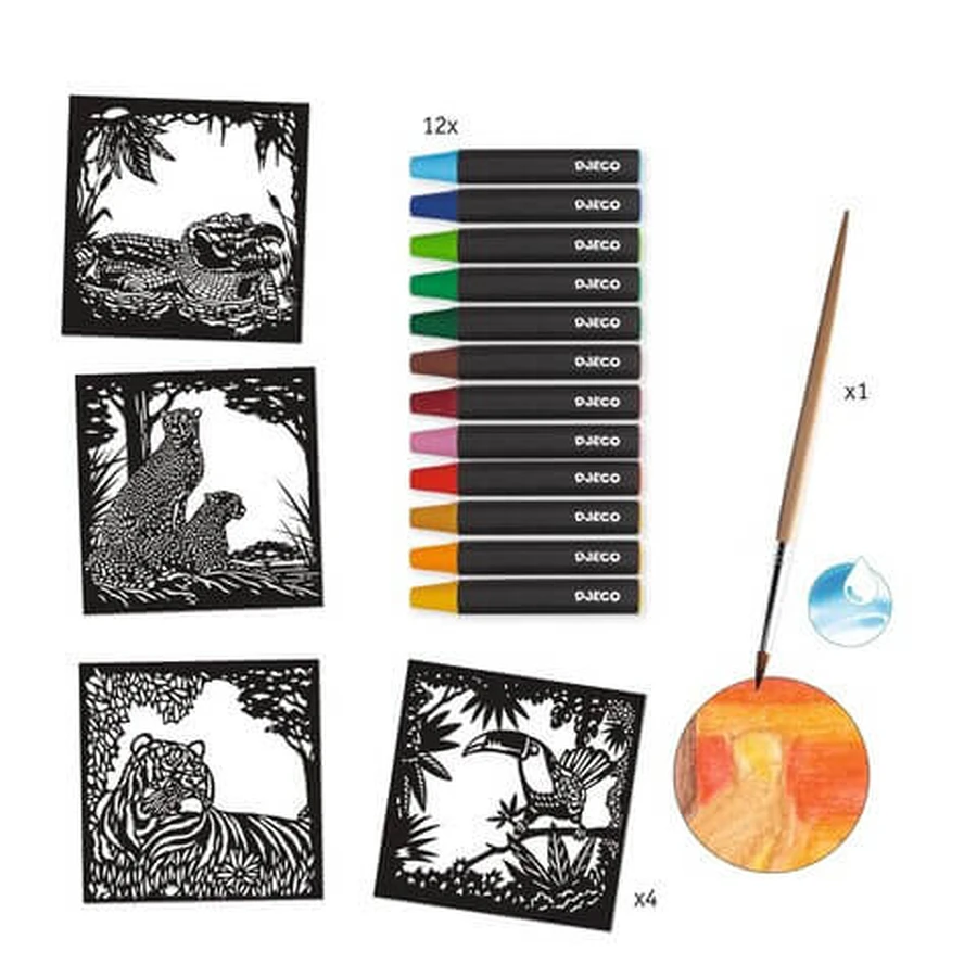 Creative workshop with Djeco watercolor pencils, Backlight