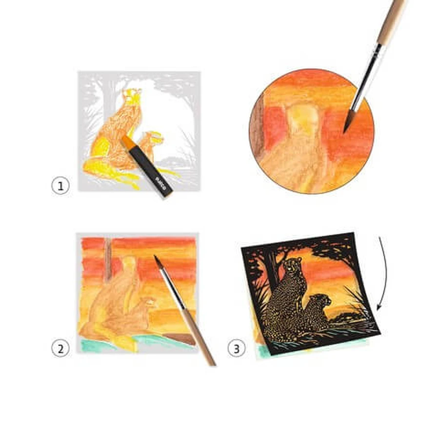 Creative workshop with Djeco watercolor pencils, Backlight