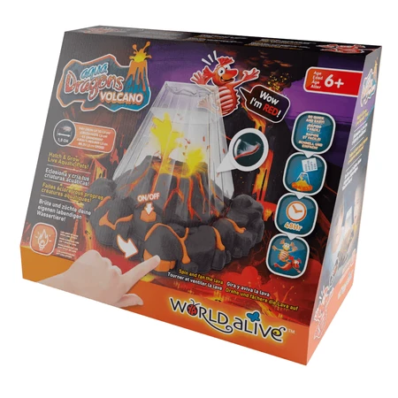 STEM Educational Set - AQUA DRAGONS® Habitat VULCAN with lava - aquarium with LED and red Aqua Dragons