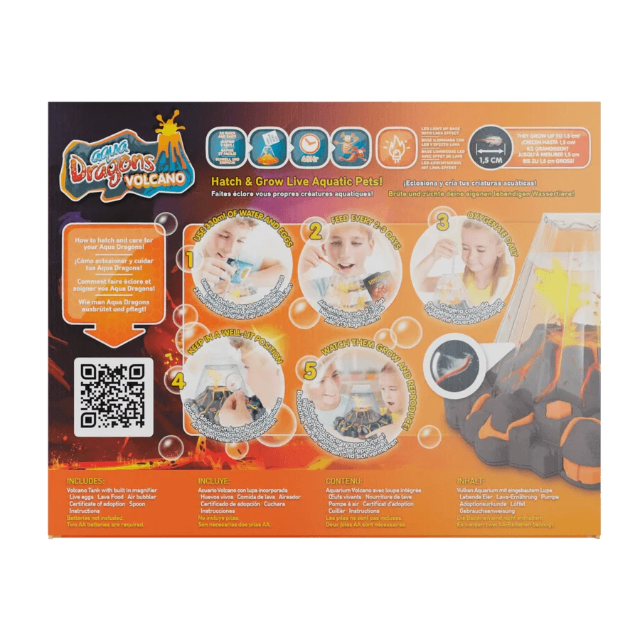 STEM Educational Set - AQUA DRAGONS® Habitat VULCAN with lava - aquarium with LED and red Aqua Dragons