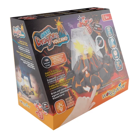STEM Educational Set - AQUA DRAGONS® Habitat VULCAN with lava - aquarium with LED and red Aqua Dragons