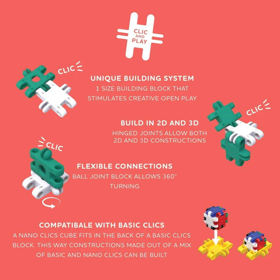 Nano Clics Pentru constructori creativi 250 piese, Clicformers