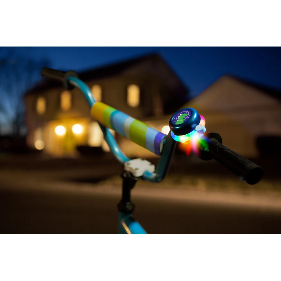 Bicycle bell with multicolored LED lights, blue