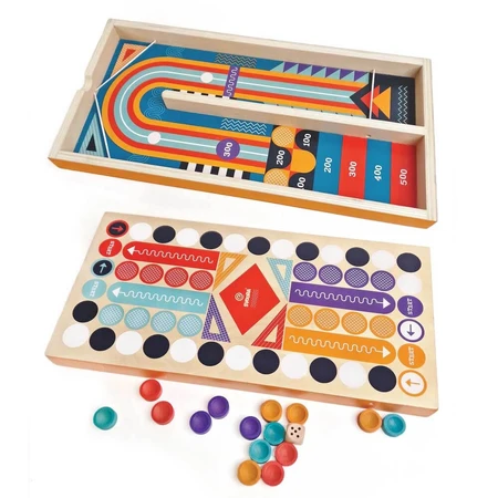 Jeu de société en bois 2 en 1 Flipper et Ludo, Svoora