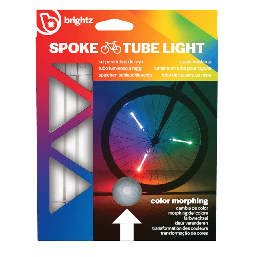 Tubular LED lights for bicycle wheels, SpinBrightz, multicolor