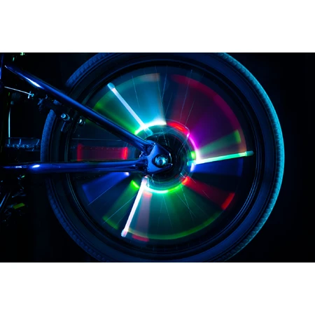 Tubular LED lights for bicycle wheels, SpinBrightz, multicolor