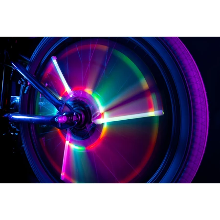 Tubular LED lights for bicycle wheels, SpinBrightz, multicolor