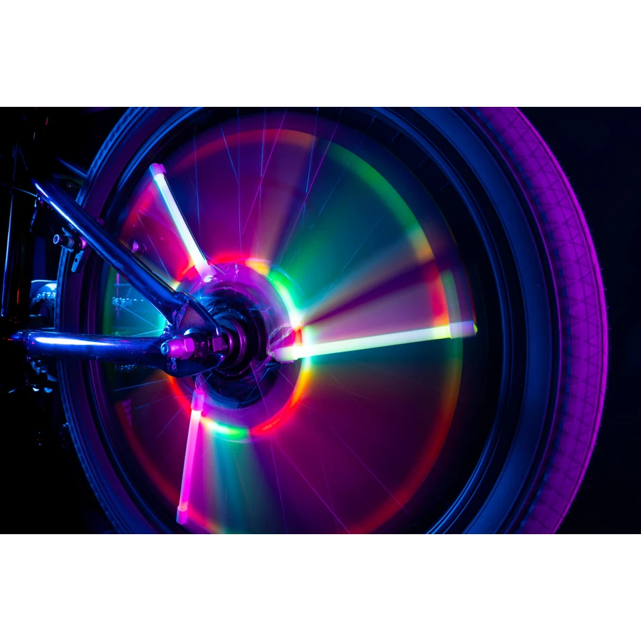 Tubular LED lights for bicycle wheels, SpinBrightz, multicolor