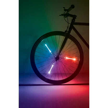 Tubular LED lights for bicycle wheels, SpinBrightz, multicolor