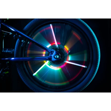 Tubular LED lights for bicycle wheels, SpinBrightz, multicolor