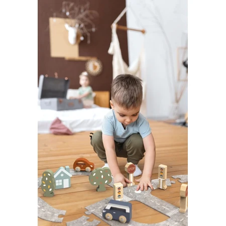 Puzzle mit Filzbahn und Autos, Speedy Monkey