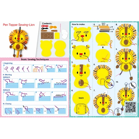 DIY sewing set - decoration pencil topper - Lion