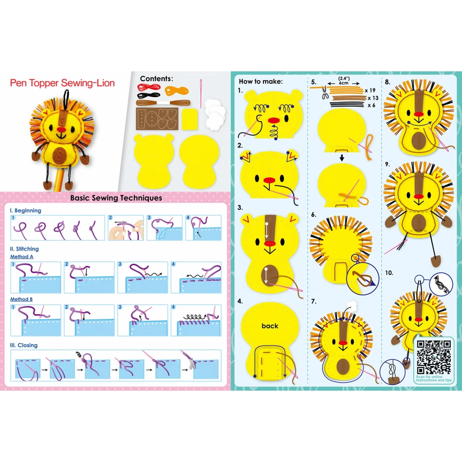 DIY sewing set - decoration pencil topper - Lion