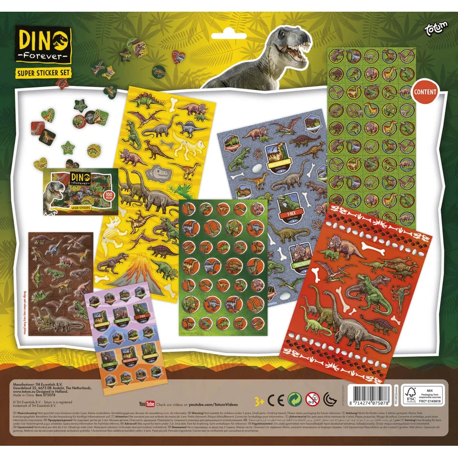Súper set de pegatinas de dinosaurios
