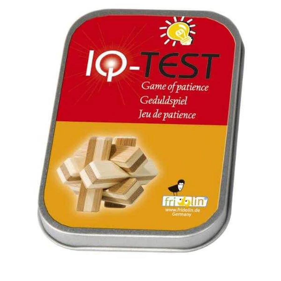 Logisch spel IQ houten bamboe knoop, metalen doos