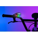 Sonnette de vélo avec lumières LED multicolores, argentée