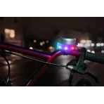 Sonnette de vélo avec lumières LED multicolores, argentée