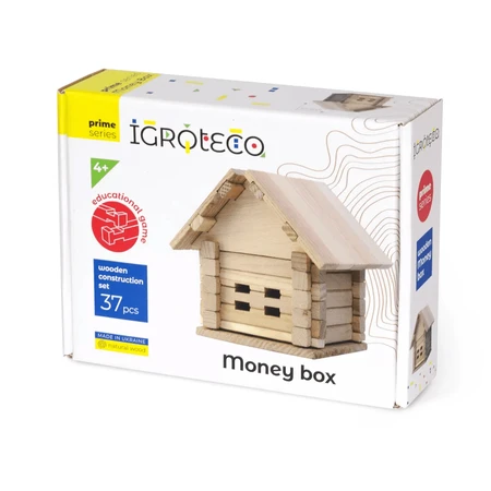 Set de construcție din lemn „Pușculiță” 37 piese