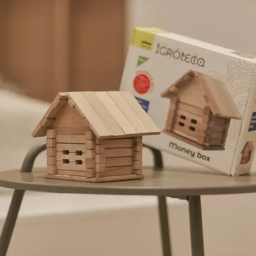 Set de construcție din lemn „Pușculiță” 37 piese