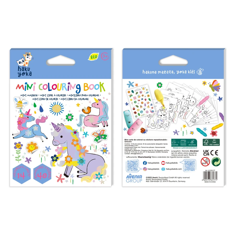 Minilibro para colorear Hakuyoka - Unicornios