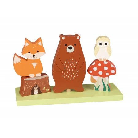 Jucarie din lemn de stivuit cu animalele padurii, Orange Tree Toys