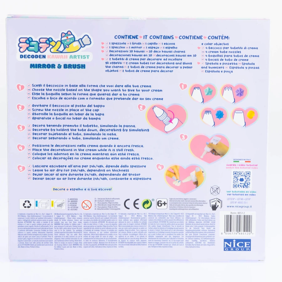 Kit creativo Decoden - Espejo kawaii y pincel para decorar con pasta de colores