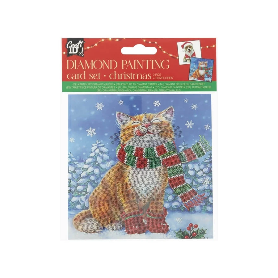 Set creativo DIY, tarjetas de Navidad, gatito y perrito