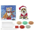 Set creativo DIY, tarjetas de Navidad, gatito y perrito