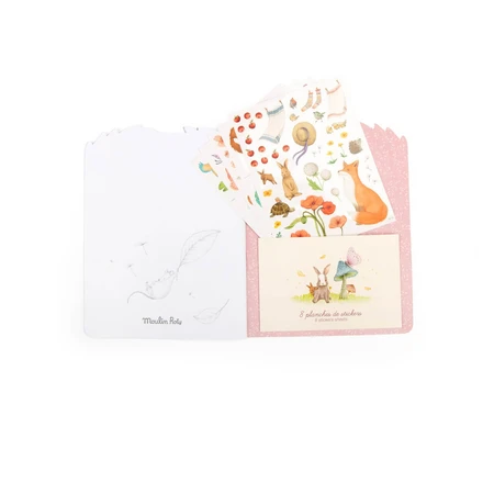 Libro para colorear con pegatinas Les Rosalies, Moulin Roty