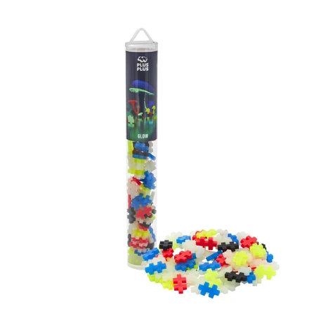 Baukasten Plus-Plus, Tube 100 Stück, Glow mix, fluoreszierende Farben