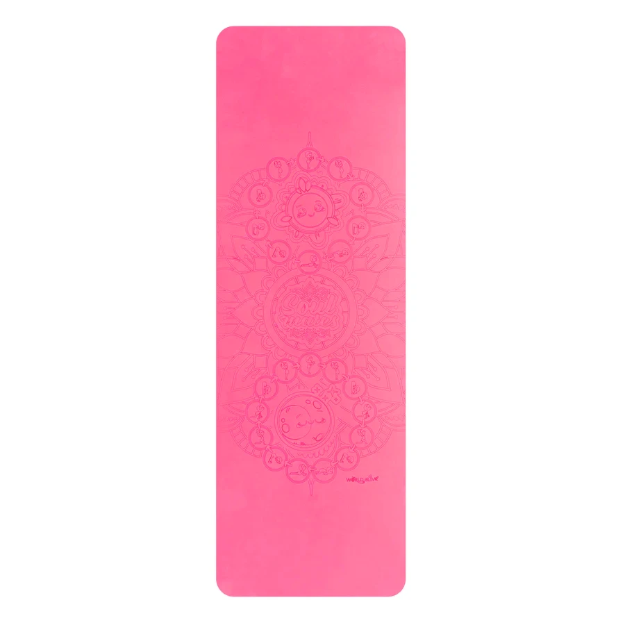Yogamat voor volwassenen, milieuvriendelijk - Zon en Maan, roze
