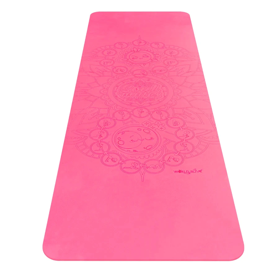 Yogamat voor volwassenen, milieuvriendelijk - Zon en Maan, roze