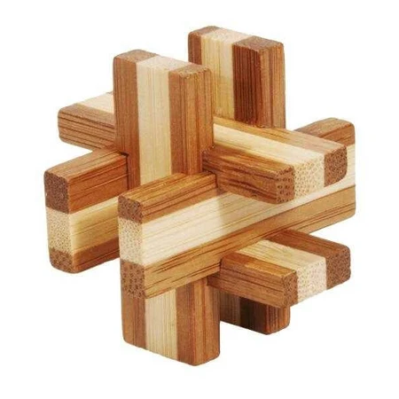 Logicaspel IQ van bamboehout in metalen doos-6