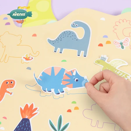 Libro portátil de pintura en acuarela, pegatinas y juegos - Dinosaurios
