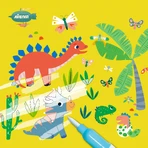 Libro portátil de pintura en acuarela, pegatinas y juegos - Dinosaurios