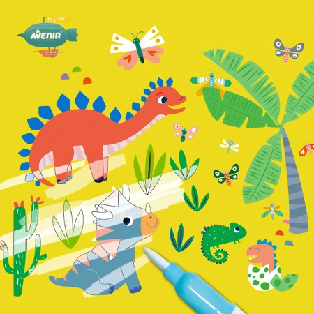 Libro portátil de pintura en acuarela, pegatinas y juegos - Dinosaurios