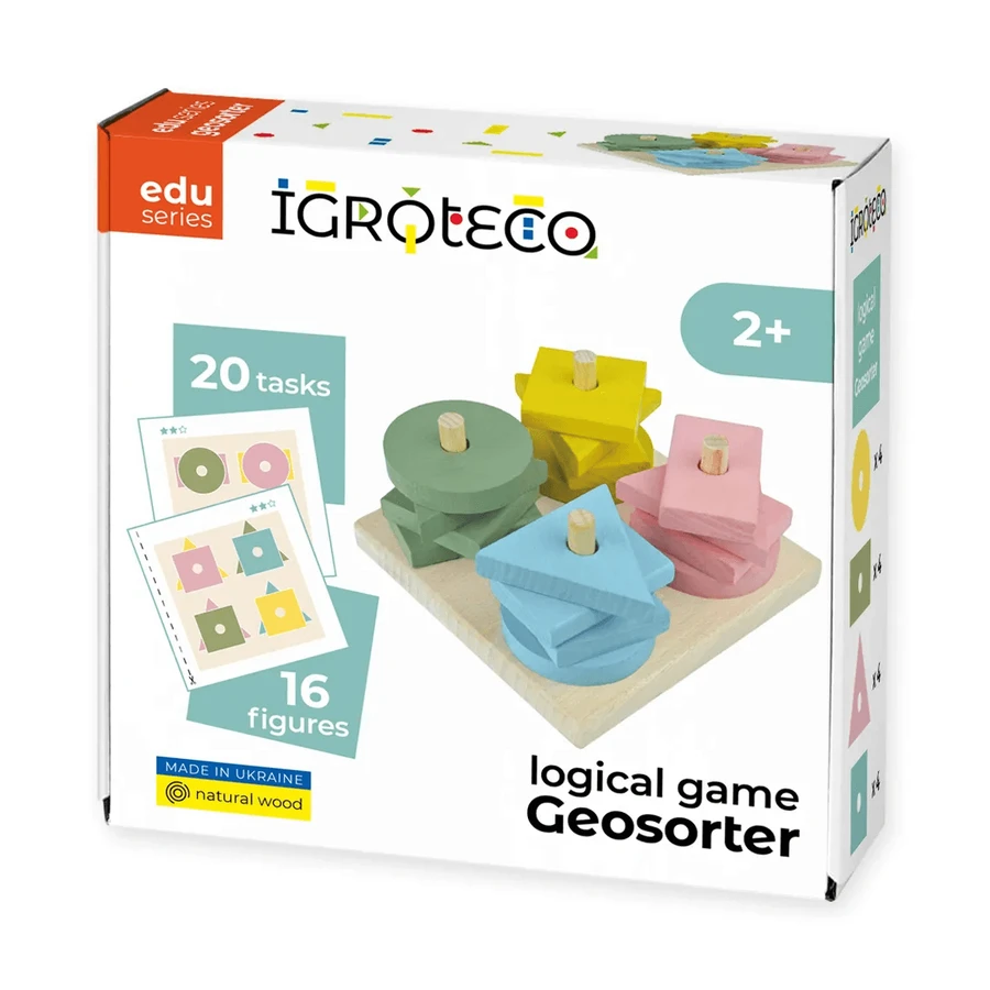 Logic game, wooden sorter - "Geosorter"