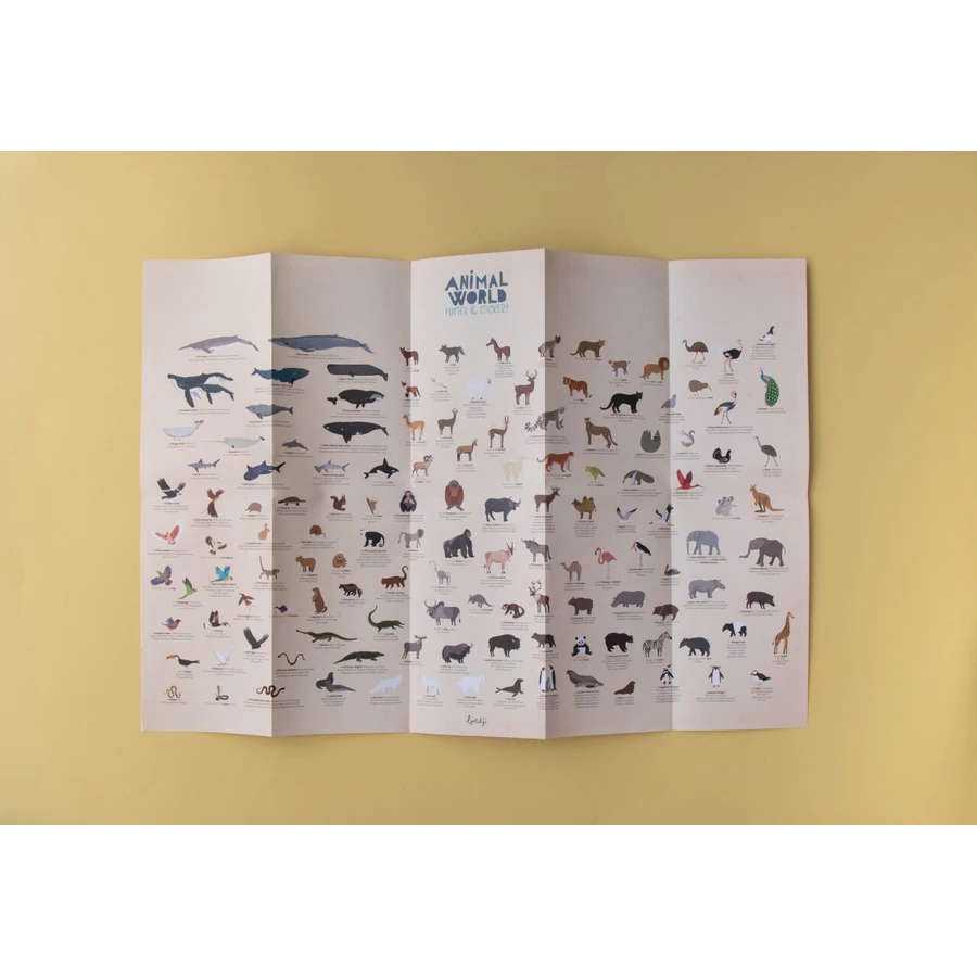 Poster du monde animal avec autocollants, Londji
