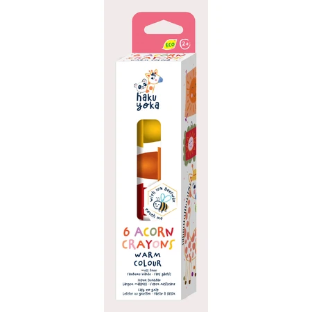 Estuche de 6 lápices de cera con forma de bellota, Haku Yoka - colores cálidos