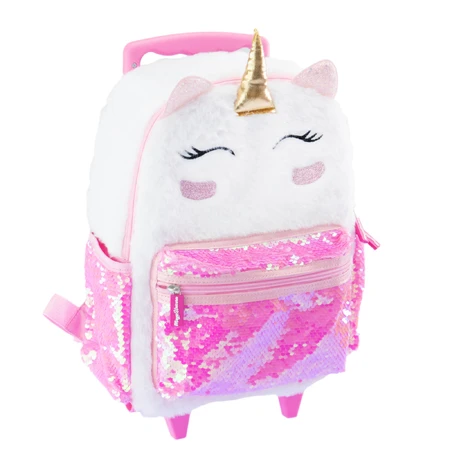 Girabrilla trolley-rugzak voor meisjes - Unicorn Magic, met omkeerbare pailletten en stevige wielen