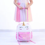 Girabrilla trolley-rugzak voor meisjes - Unicorn Magic, met omkeerbare pailletten en stevige wielen
