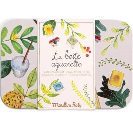 Metal box with 24 watercolors, Moulin Roty