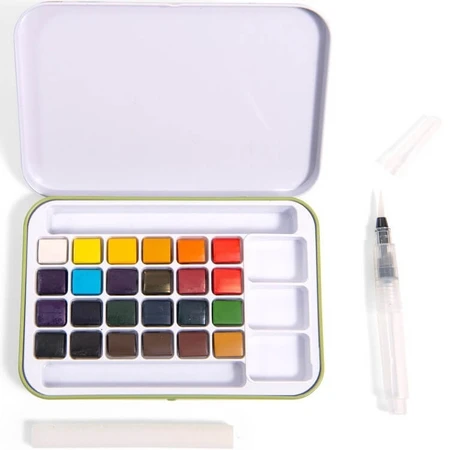 Metal box with 24 watercolors, Moulin Roty
