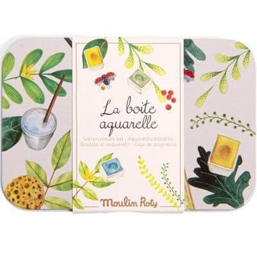 Metal box with 24 watercolors, Moulin Roty