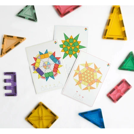 Mandala cards for magnetic construction sets