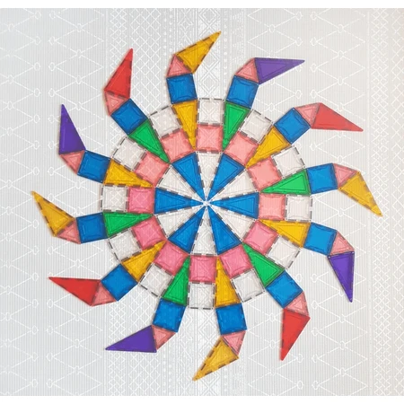 Mandala cards for magnetic construction sets