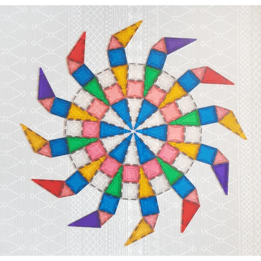 Mandala cards for magnetic construction sets