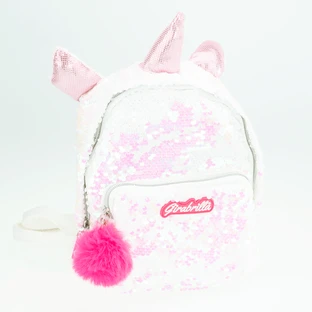 Girabrilla girl's backpack - Unicorn with reversible sequins, adjustable shoulder straps and front pocket