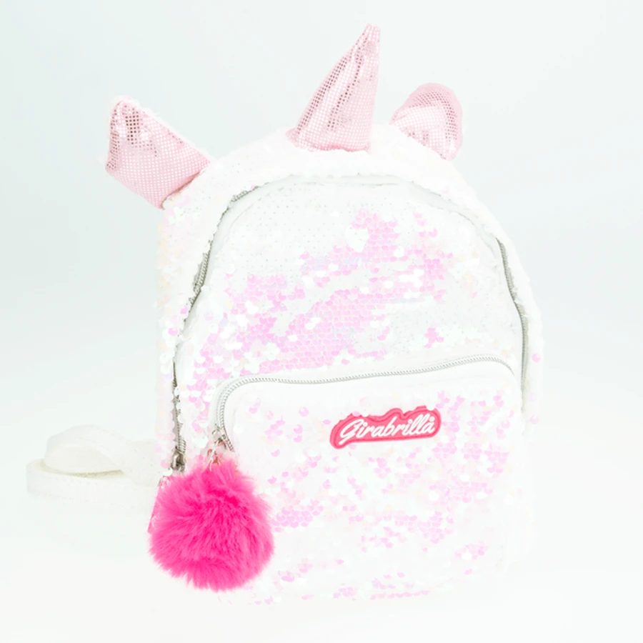 Girabrilla girl's backpack - Unicorn with reversible sequins, adjustable shoulder straps and front pocket
