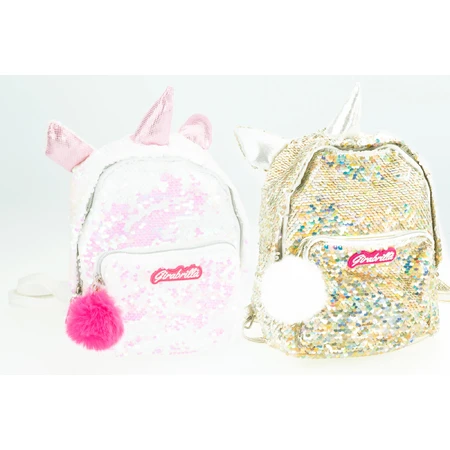 Girabrilla girl's backpack - Unicorn with reversible sequins, adjustable shoulder straps and front pocket